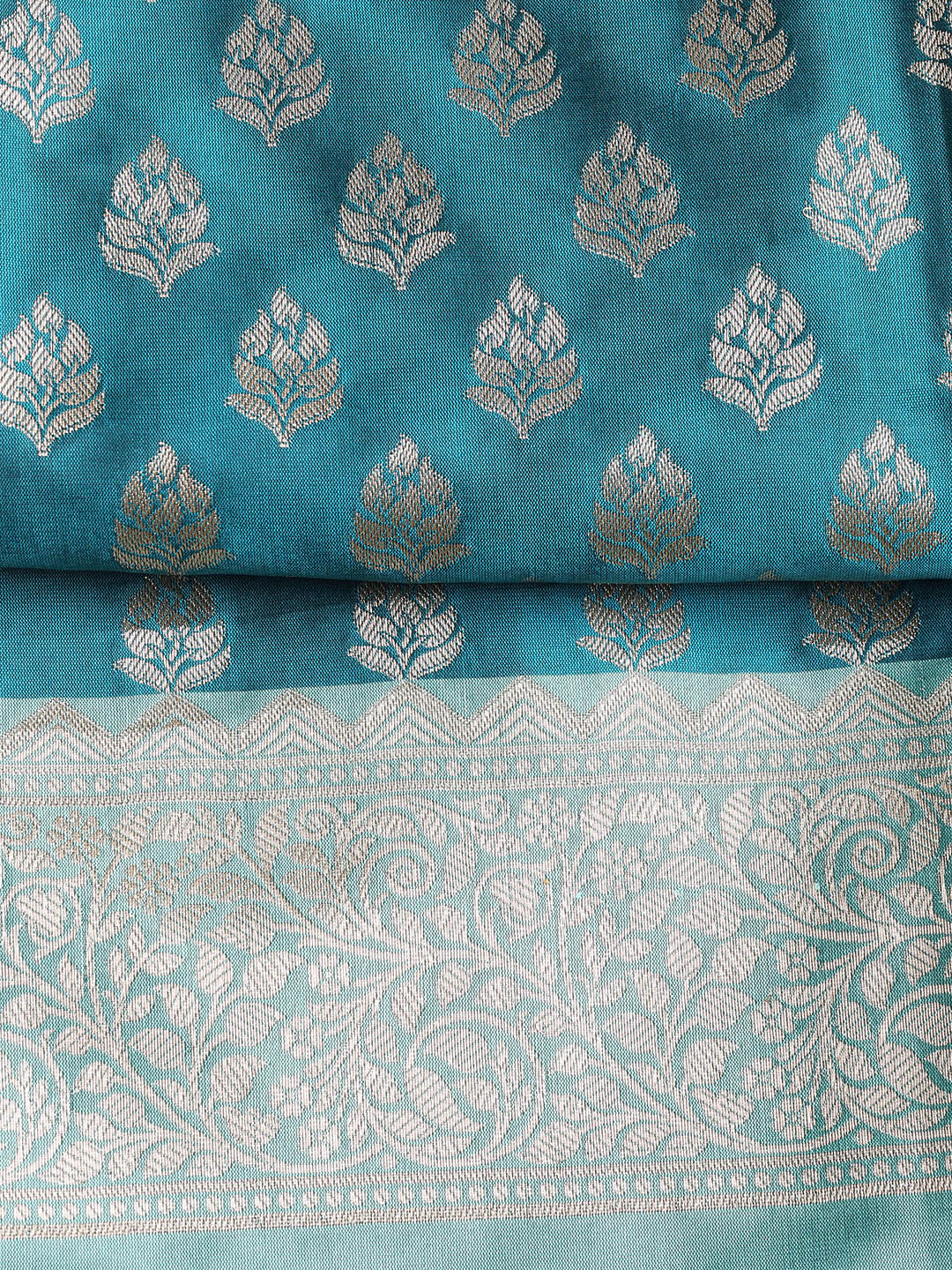 Woven Banarasi Chanderi Unstitched Suit With Dupatta
