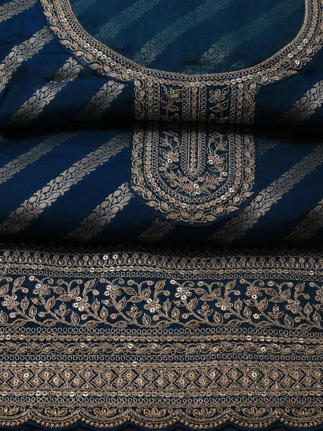 Zari Jaal Art Silk Unstitched Suit Piece With Dupatta
