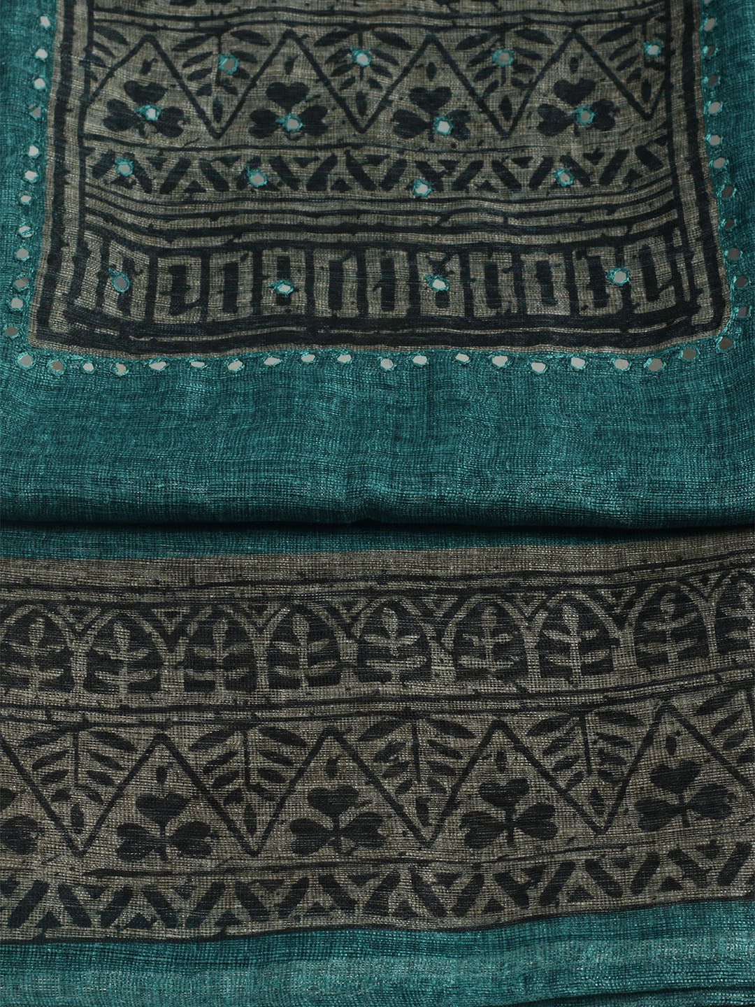 Printed Chanderi Unstitched Suit With Pant &amp; Dupatta