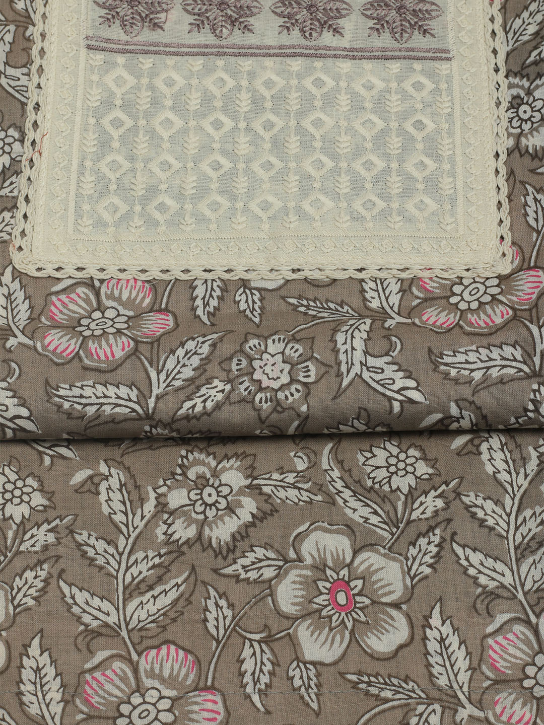 Printed Cotton Unstitched Suit With Pant &amp; Dupatta