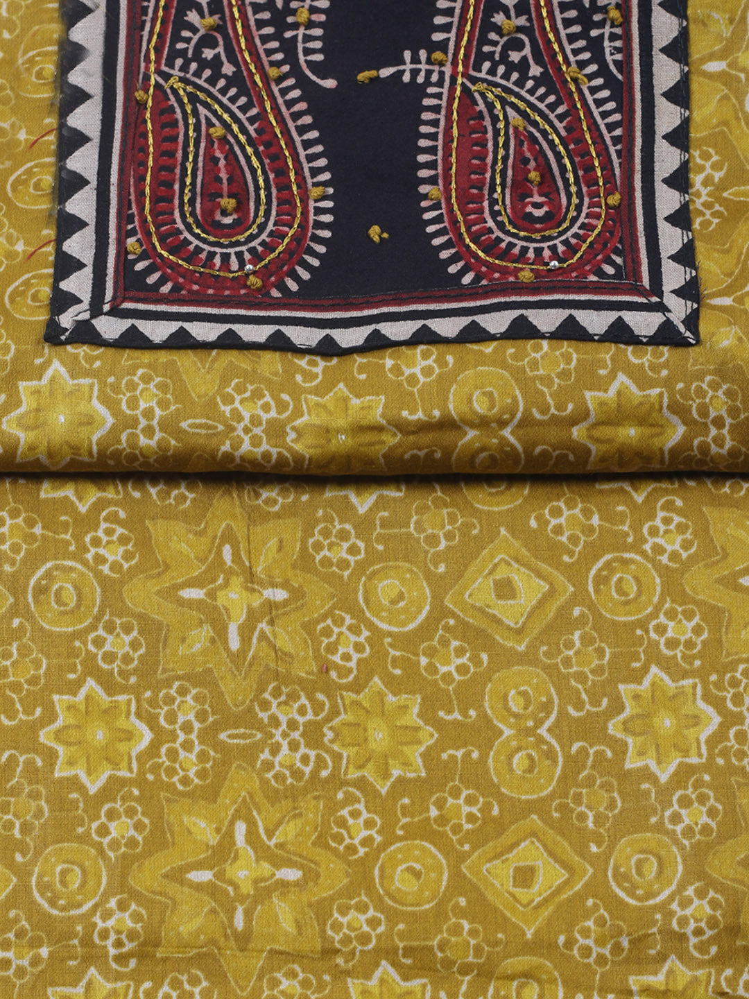 Printed Cotton Blend Unstitched Suit With Pant &amp; Dupatta