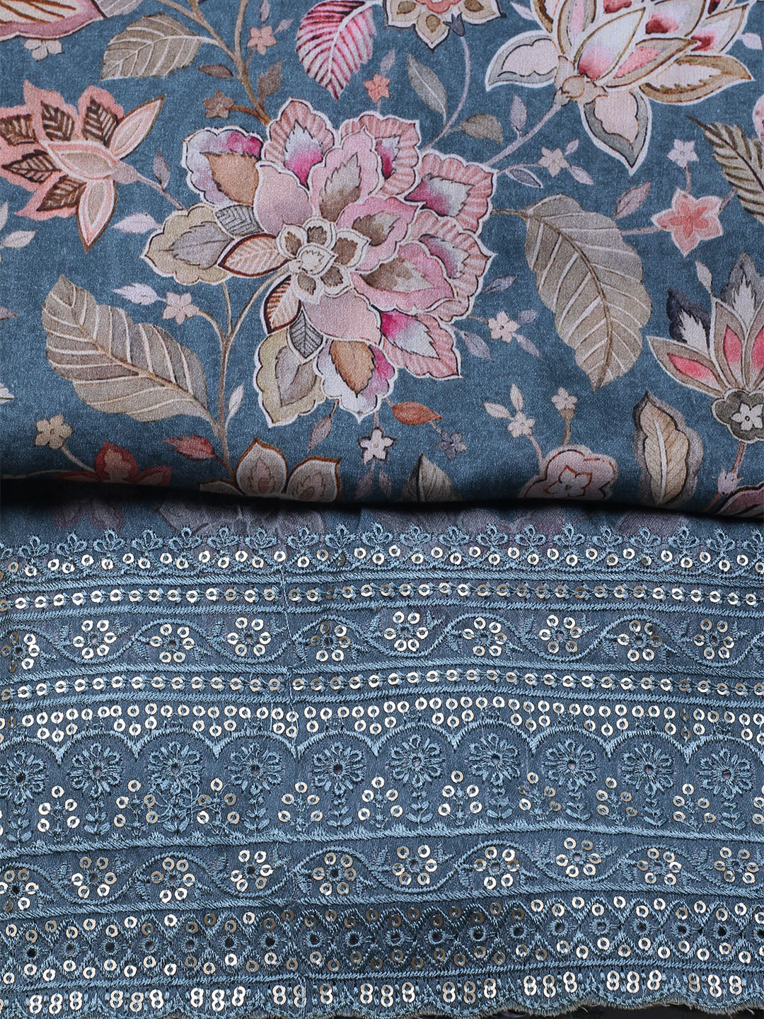 Printed Muslin Unstitched Suit With Dupatta