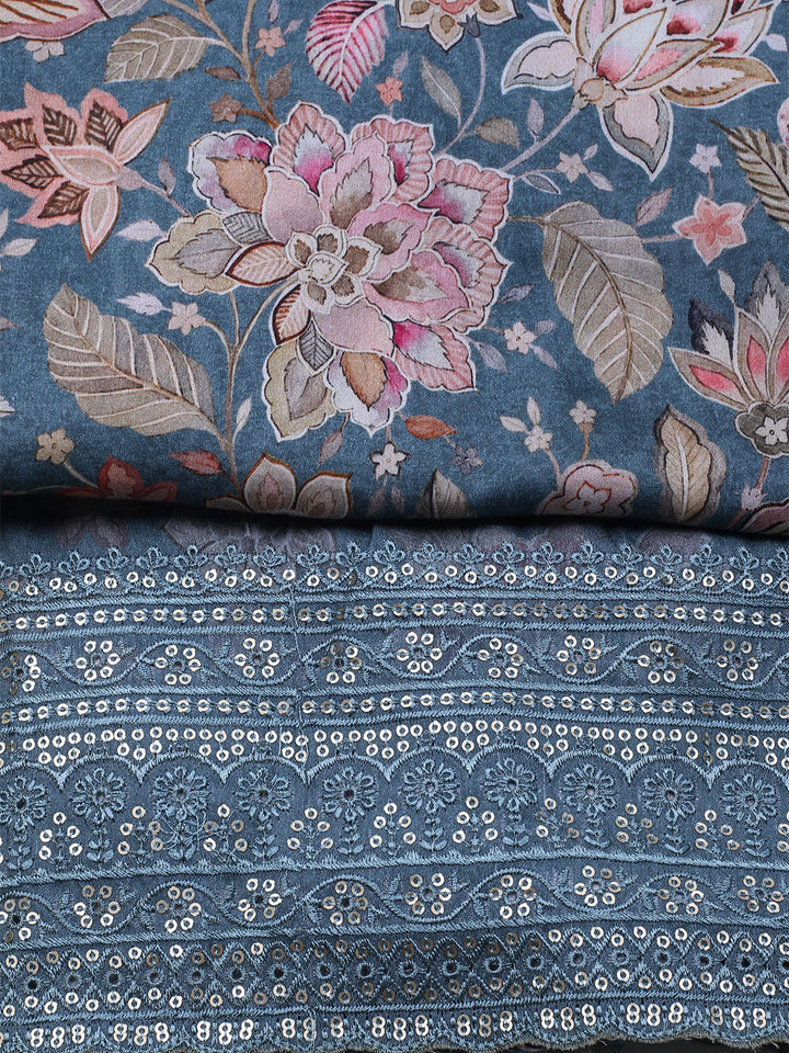 Printed Muslin Unstitched Suit With Dupatta