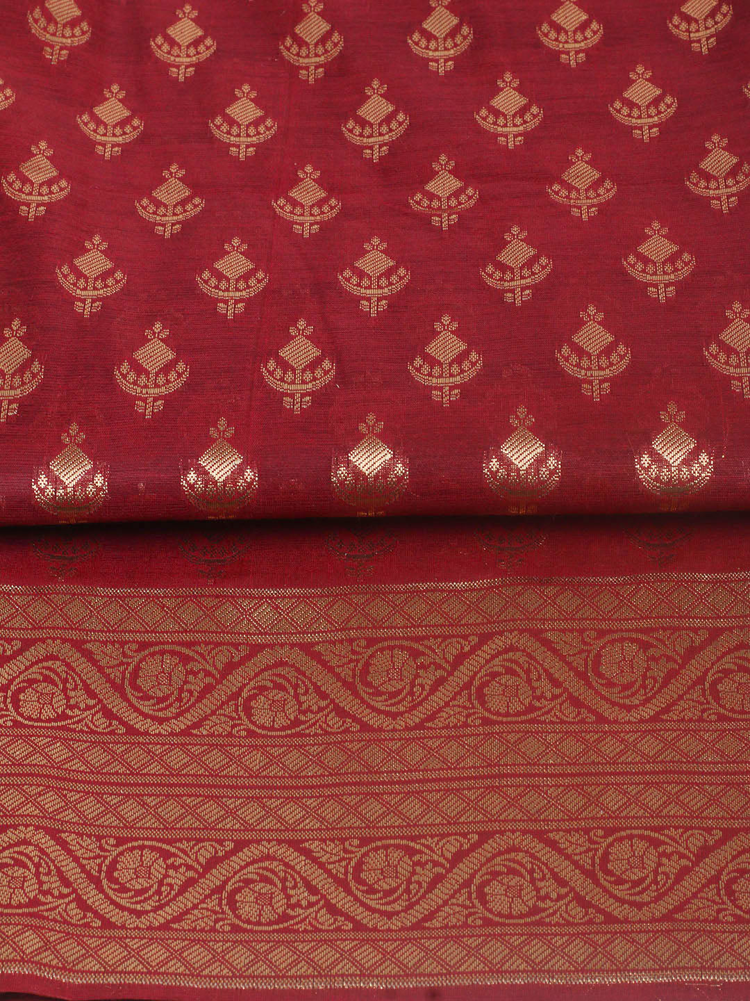 Woven Design Chanderi Unstitched Suit With Pant &amp; Dupatta