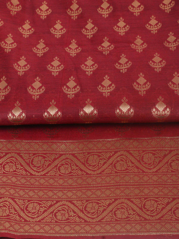 Woven Design Chanderi Unstitched Suit With Pant &amp; Dupatta