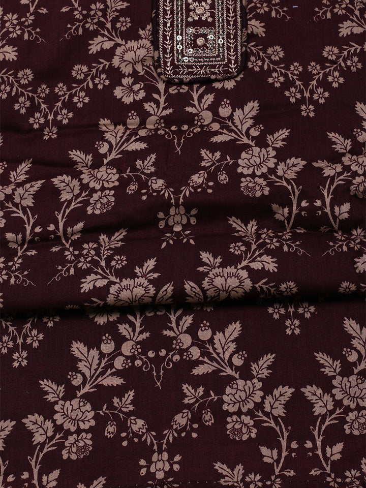 Printed Cotton Blend Unstitched Suit With Dupatta