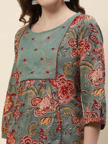 Printed Cotton Kurta With Pants