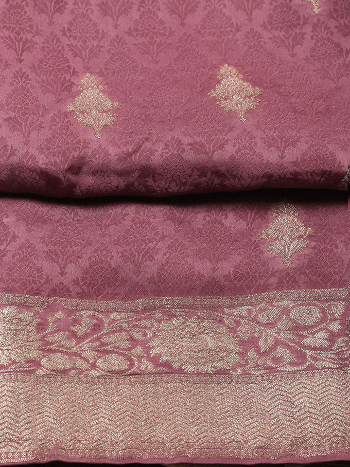 Woven Design Chanderi Unstitched Suit With Pant &amp; Dupatta