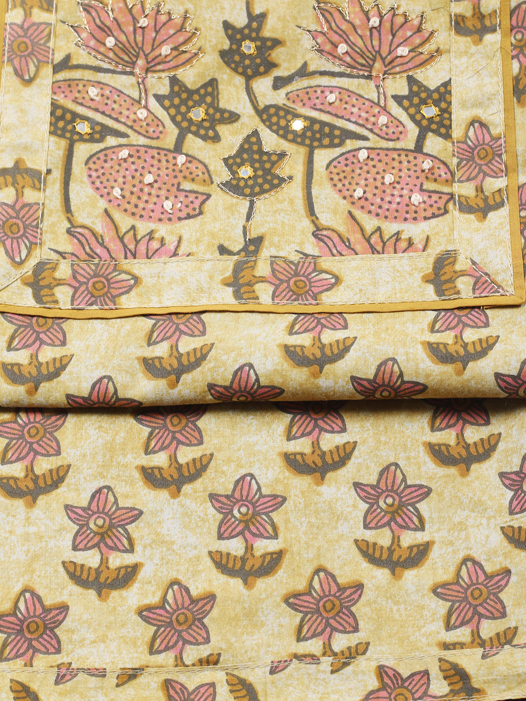 Printed Cotton Blend Unstitched Suit With Pant &amp; Dupatta