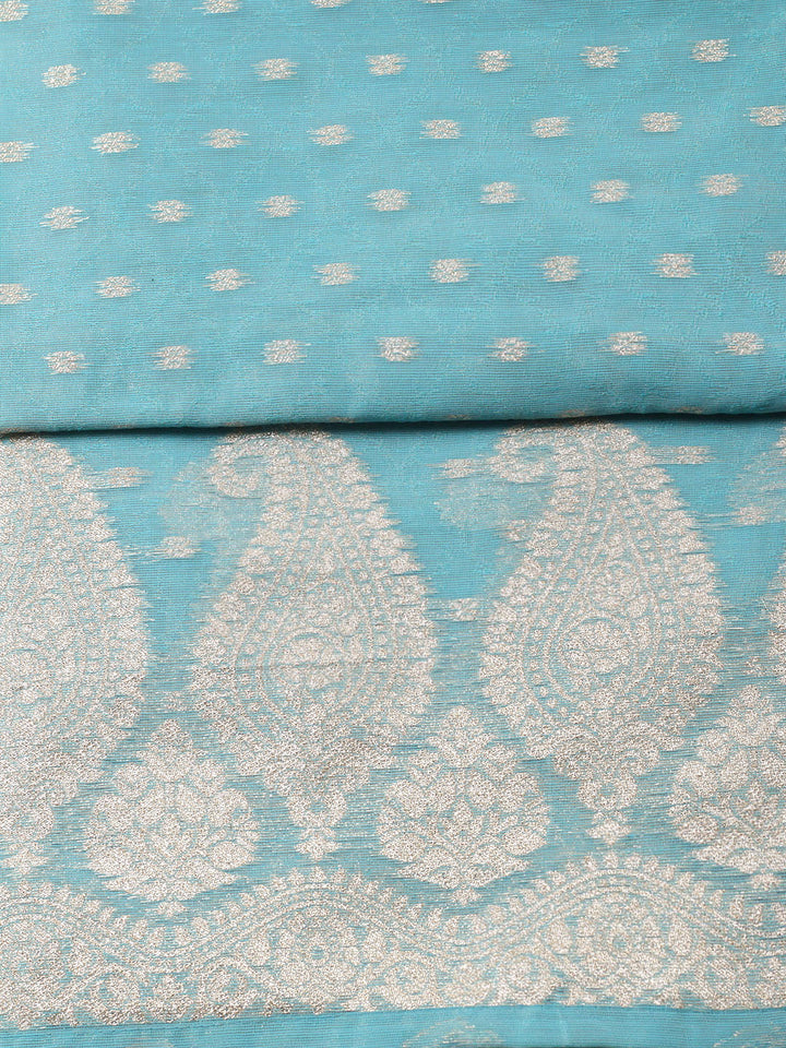 Woven Design Tissue Unstitched Suit With Pant Dupatta