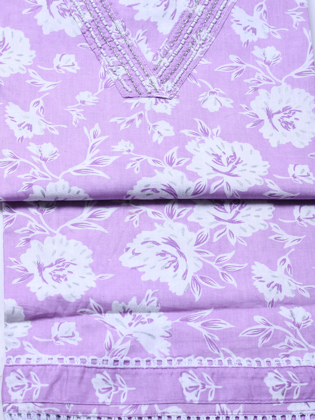 Embroidered Cotton Blend Unstitched Suit With Pant &amp; Dupatta