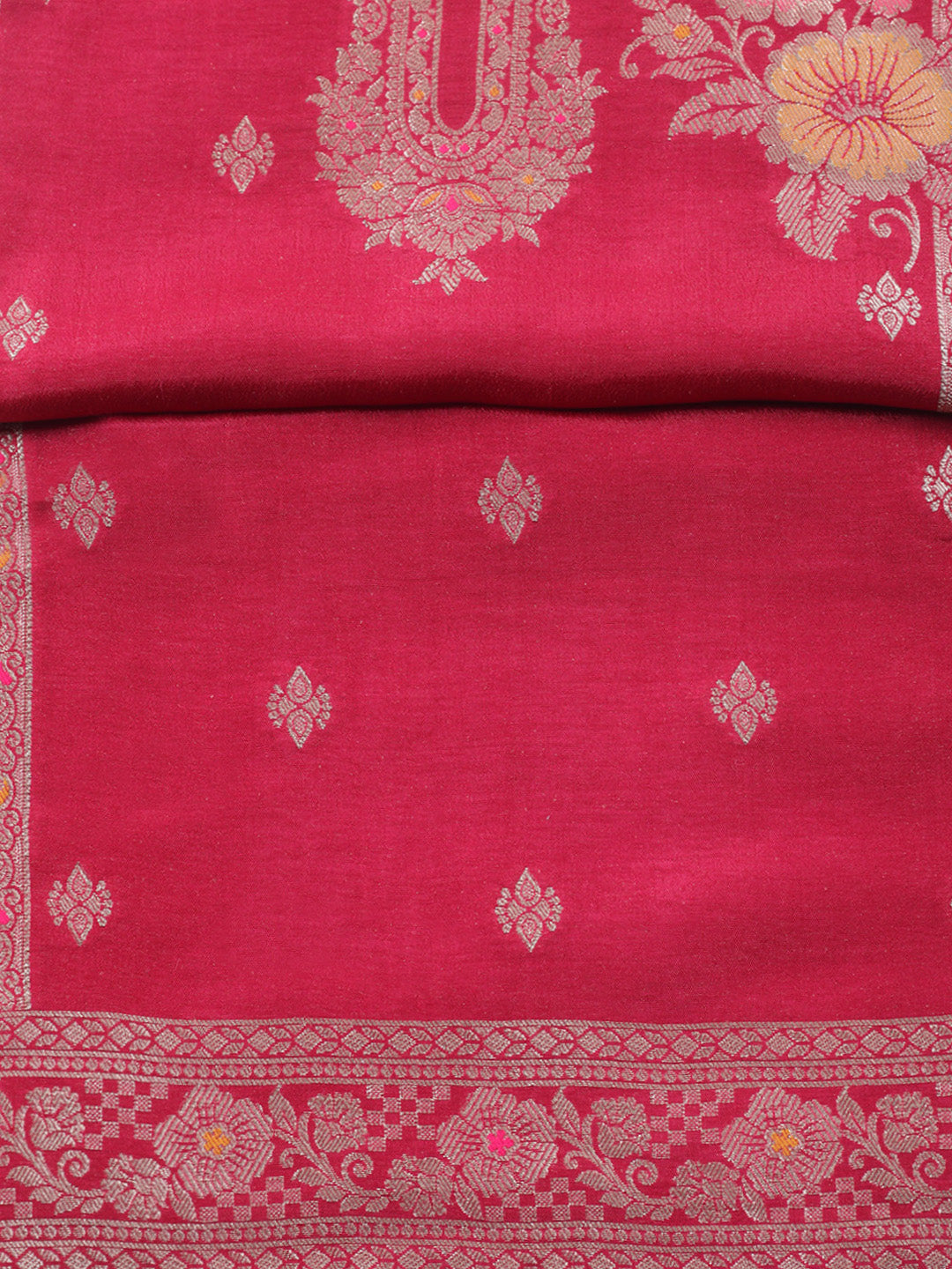 Woven Design Chanderi Unstitched Suit With Pant &amp; Dupatta