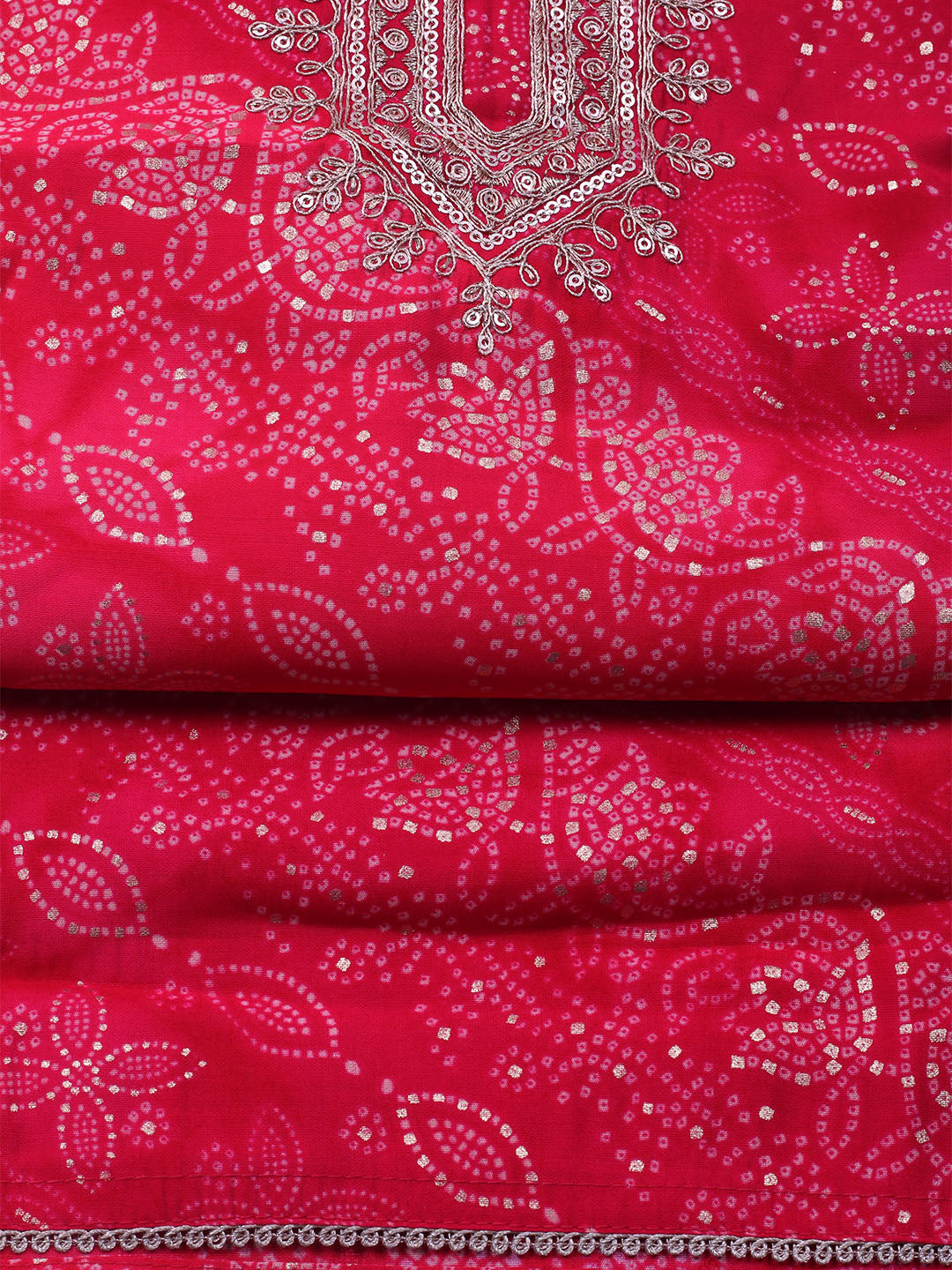 Neck Embroidered Cotton Blend Unstitched Suit With Dupatta