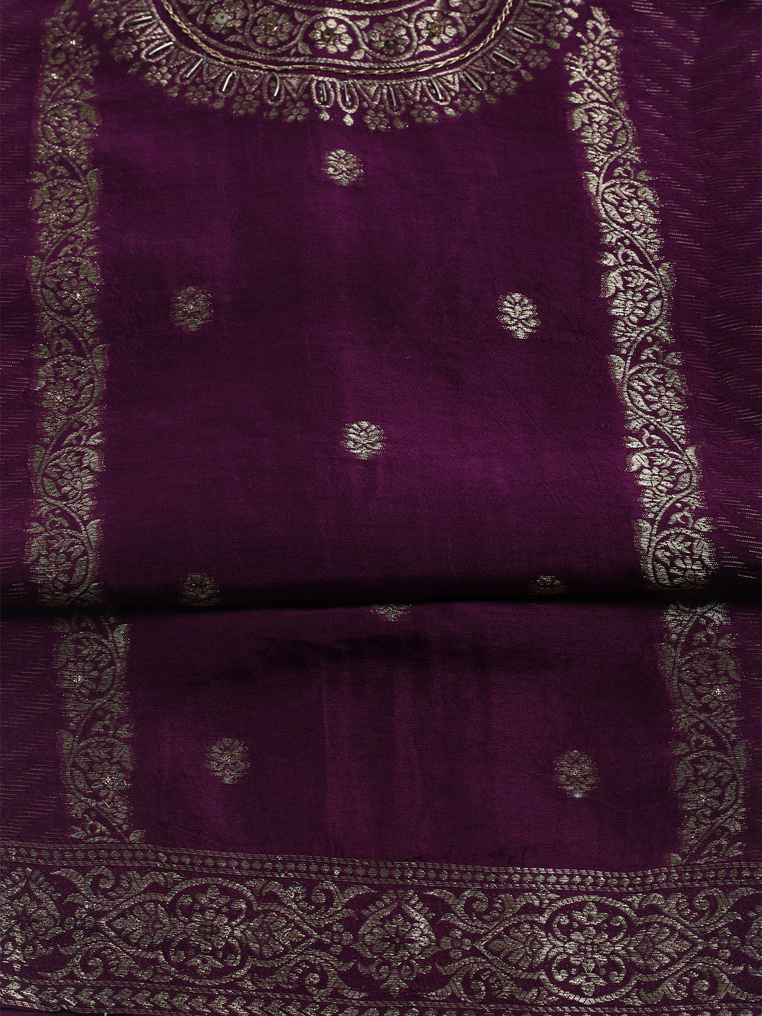 Woven Design Chanderi Unstitched Suit With Dupatta