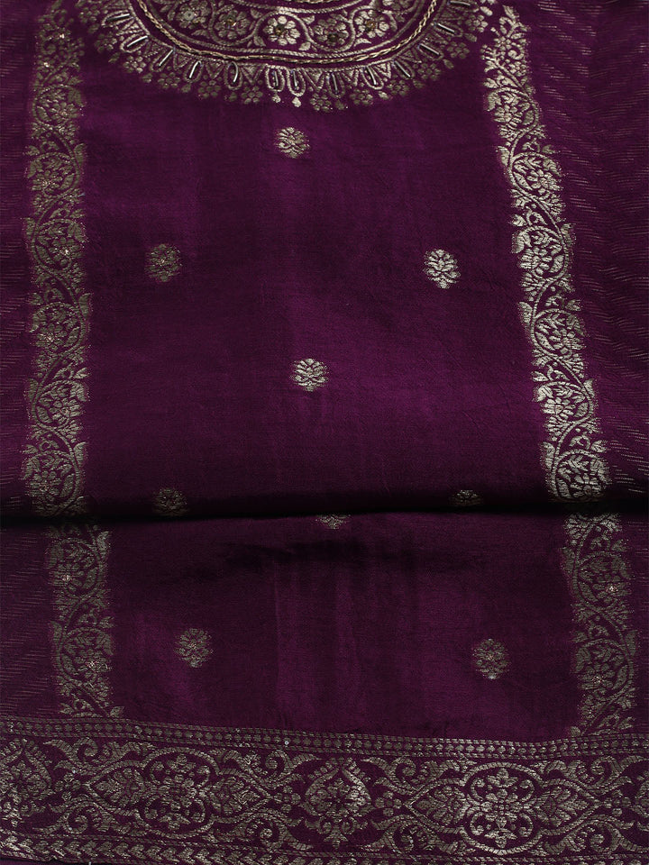 Woven Design Chanderi Unstitched Suit With Dupatta