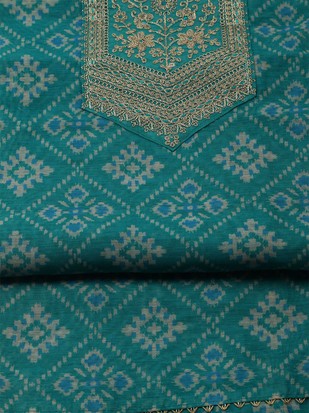 Embroidered Chanderi Unstitched Suit With Dupatta