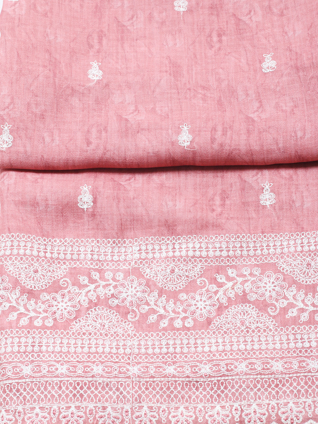 Embroidered Linen Blend Unstitched Suit With Pant &amp; Dupatta