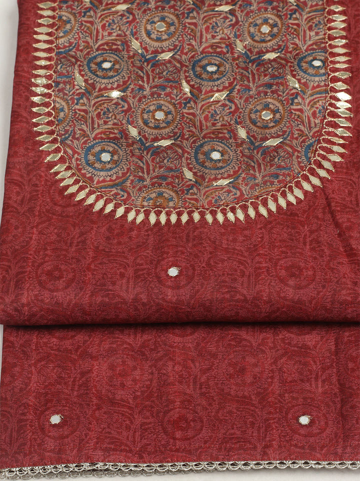 Embroidered Tussar Unstitched Suit With Dupatta