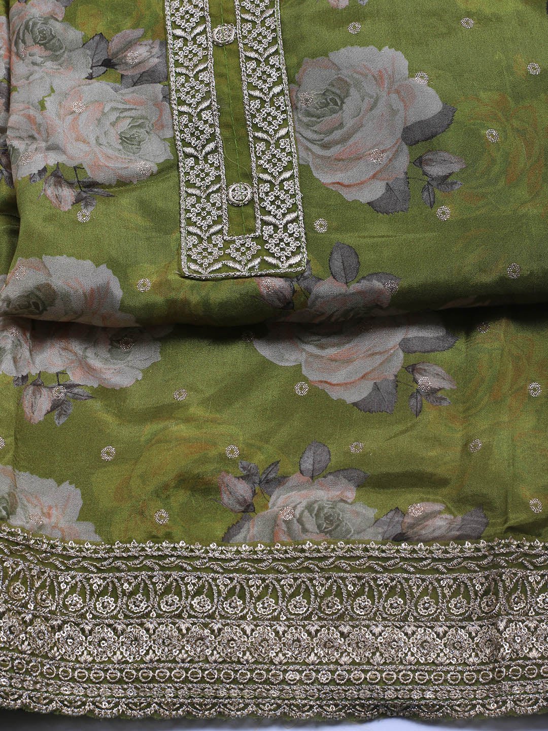 Printed Crepe Unstitched Suit With Dupatta