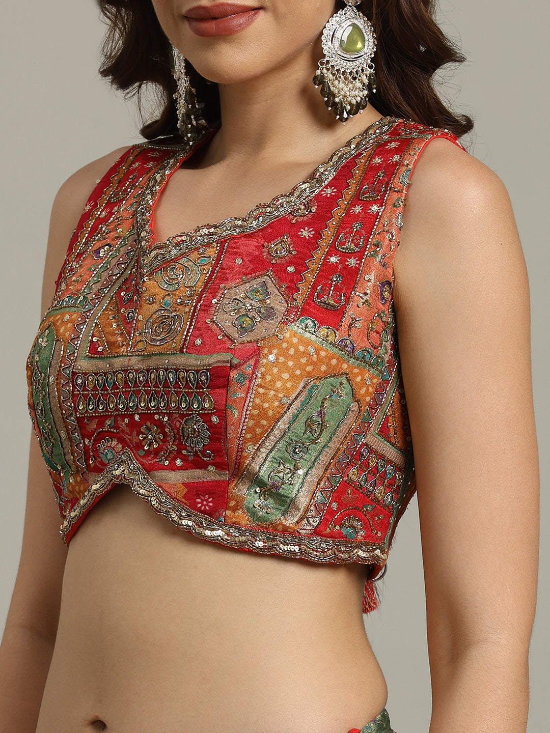 Multi Kali Art Silk Choli With Lehenga &amp; Dupatta