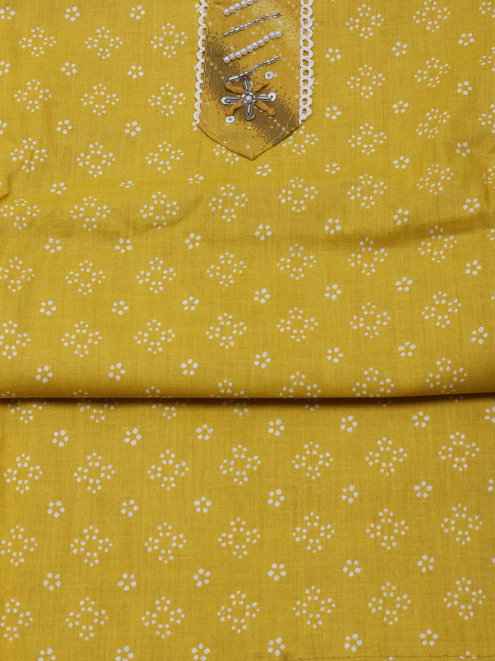 Printed Cotton Blend Unstitched Suit With Dupatta