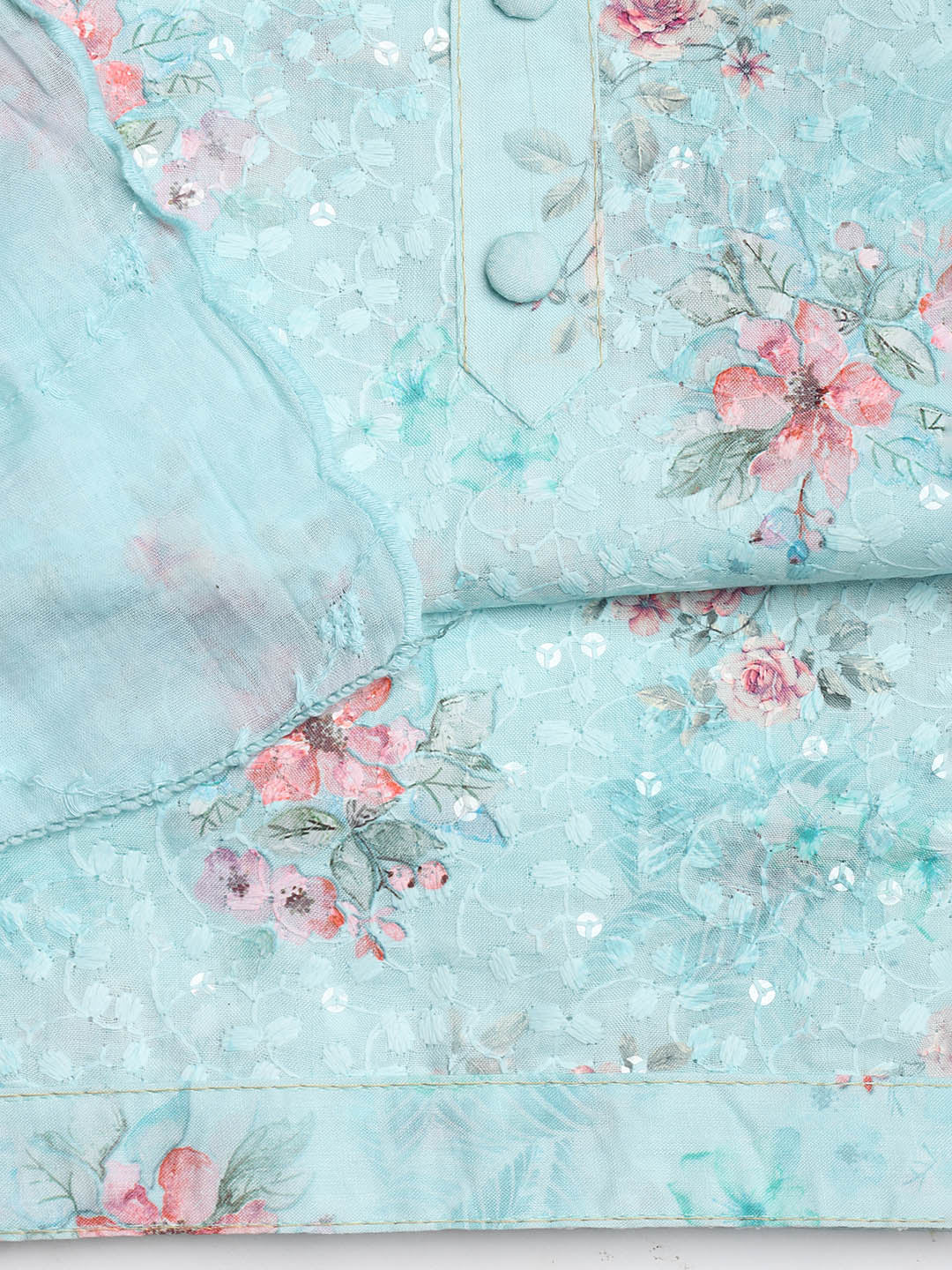 Embroidered Cotton Blend Unstitched Suit With Dupatta