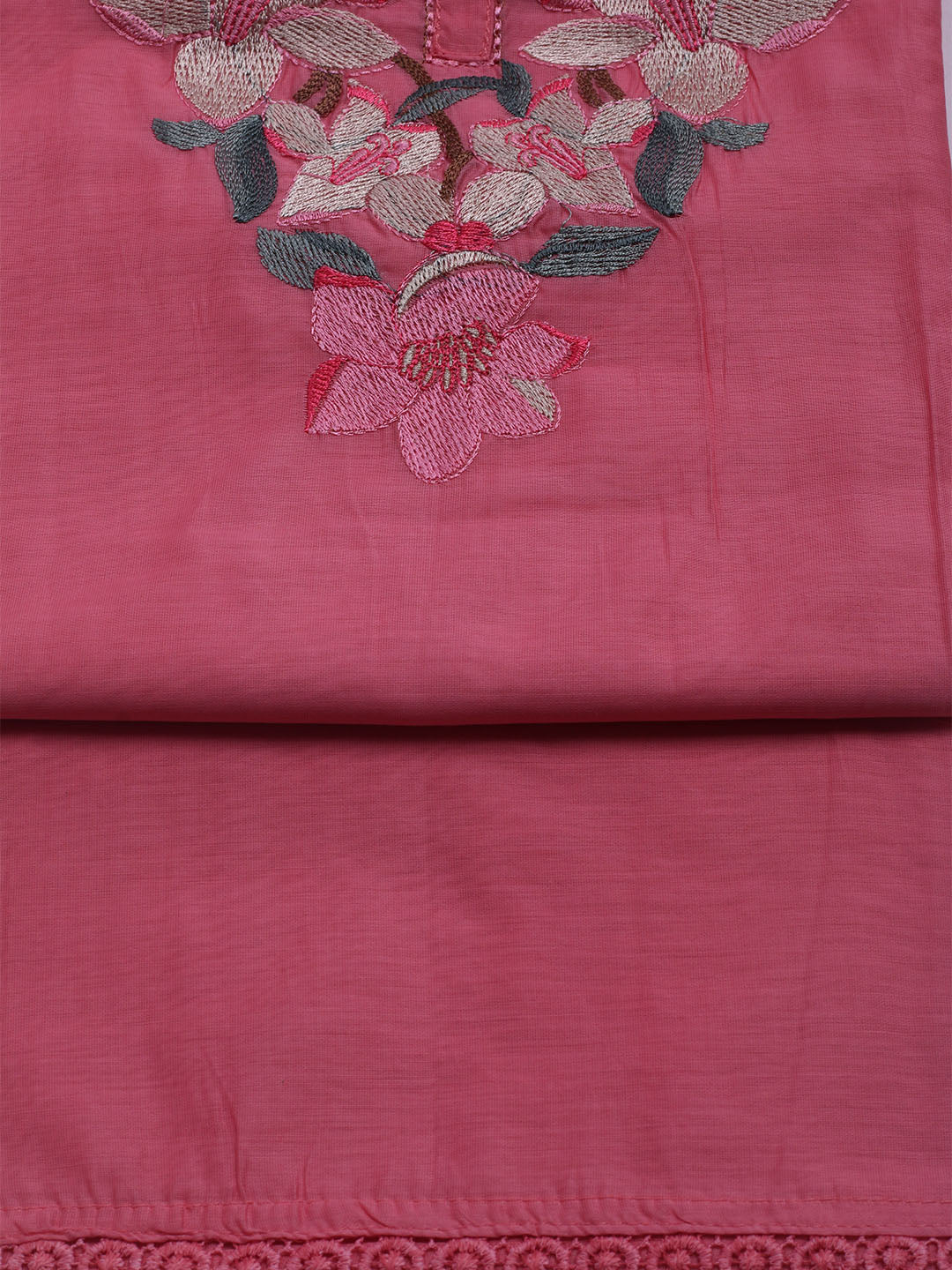 Embroidered Chanderi Unstitched Suit With Dupatta