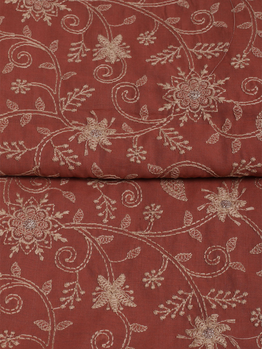 Embroidered Chanderi Unstitched Suits Casual Suit With Pant &amp; Dupatta