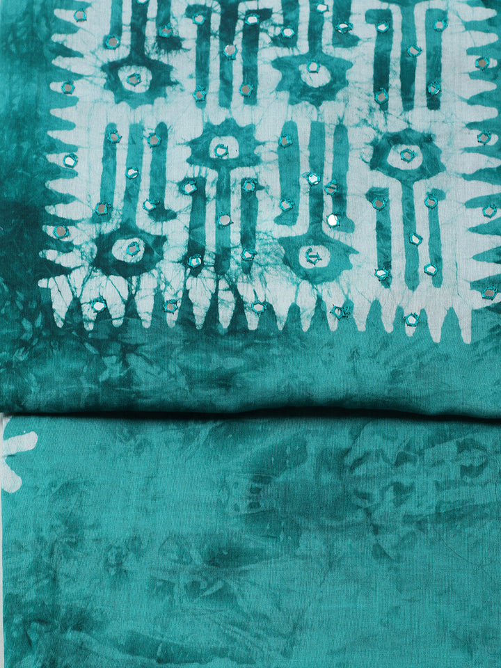 Printed Cotton Blend Unstitched Suit With Pant &amp; Dupatta