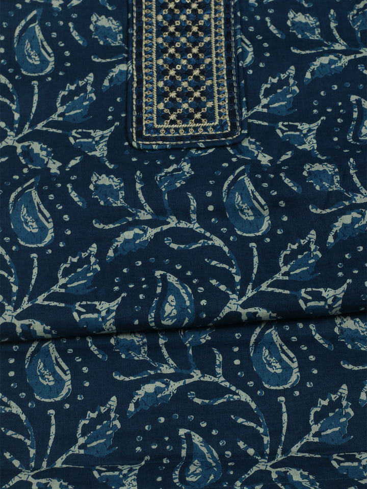 Printed Cotton Unstitched Suit With Pant &amp; Dupatta