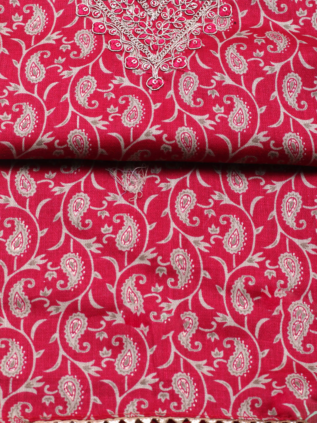 Embroidered Cotton Unstitched Suit With Pant &amp; Dupatta