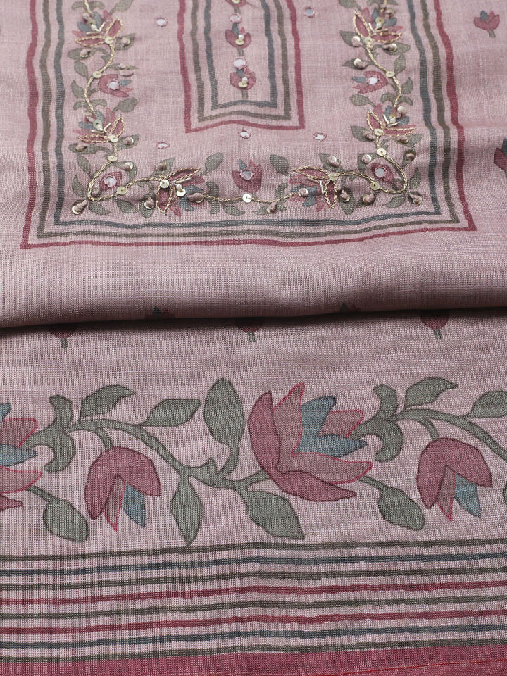 Embroidered Tissue Unstitched Suit With Pant &amp; Dupatta