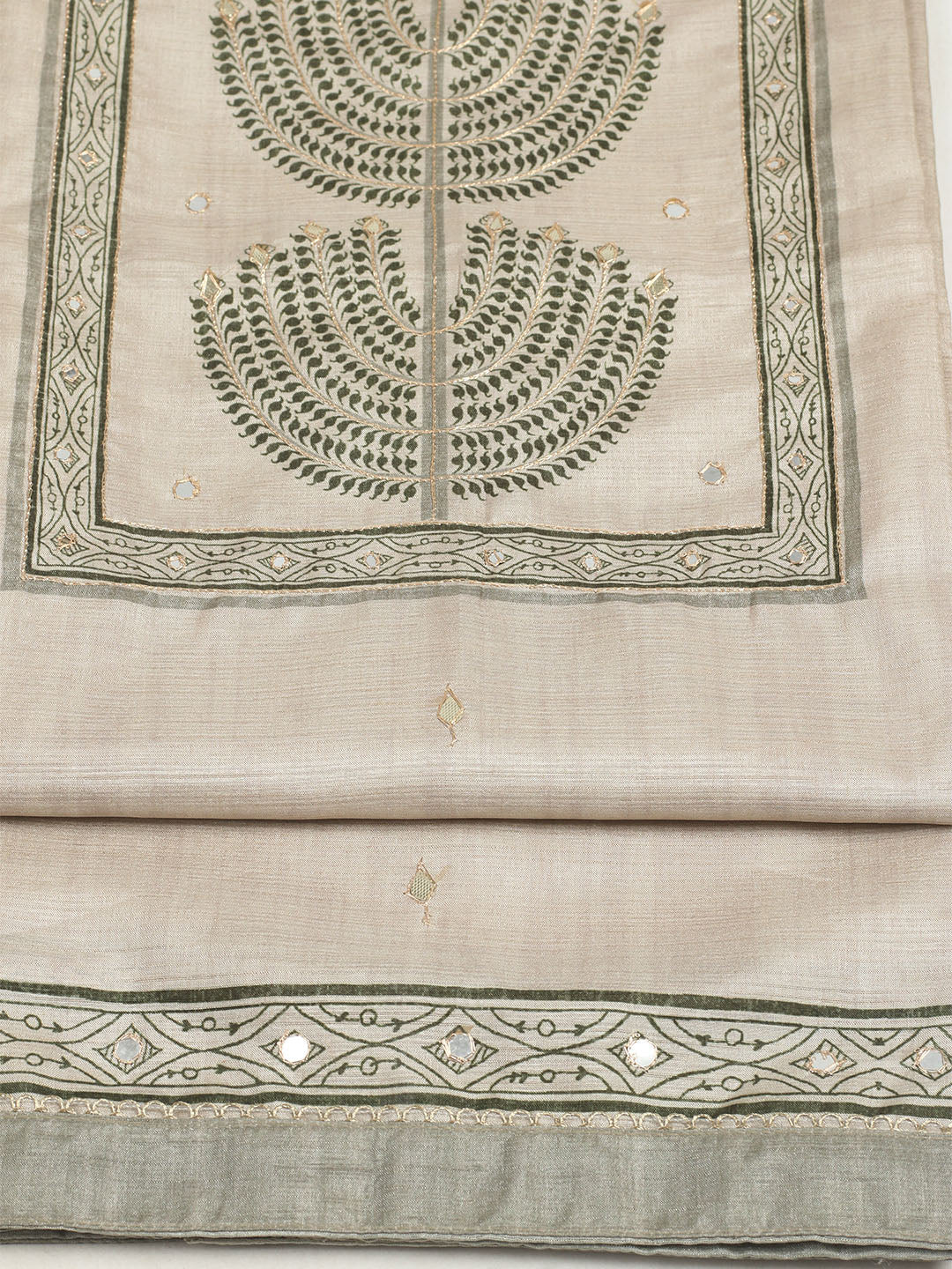 Embroidered Tussar Unstitched Suit With Dupatta