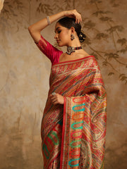 Zari Jaal Rangkat Dola Handloom Woven Saree