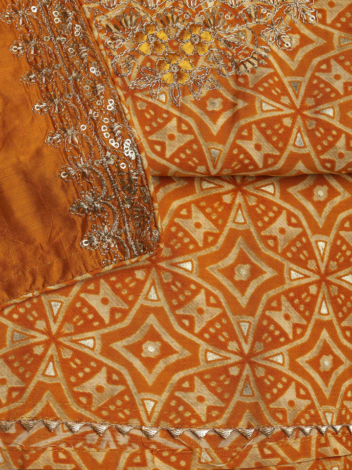 Neck Embroidered Cotton Blend Unstitched Suit With Dupatta