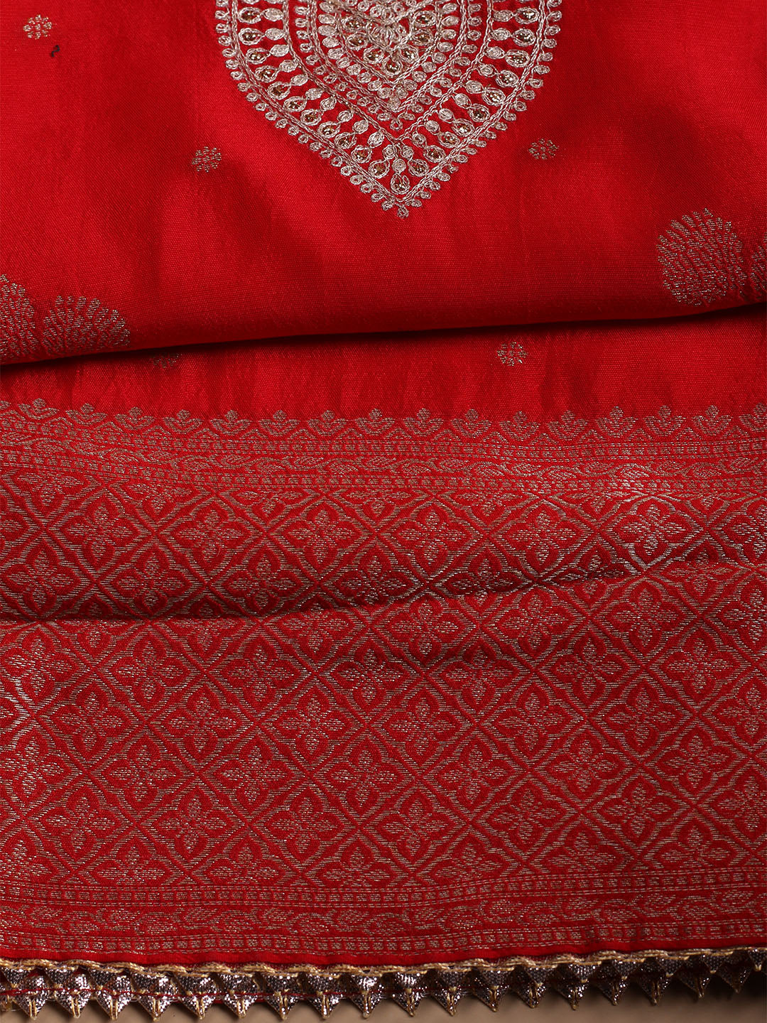 Kanjeevaram Chanderi Unstitched Suit With Dupatta