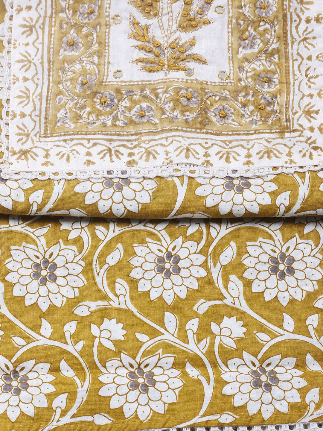 Embroidered Cotton Blend Unstitched Suit With Pant &amp; Dupatta