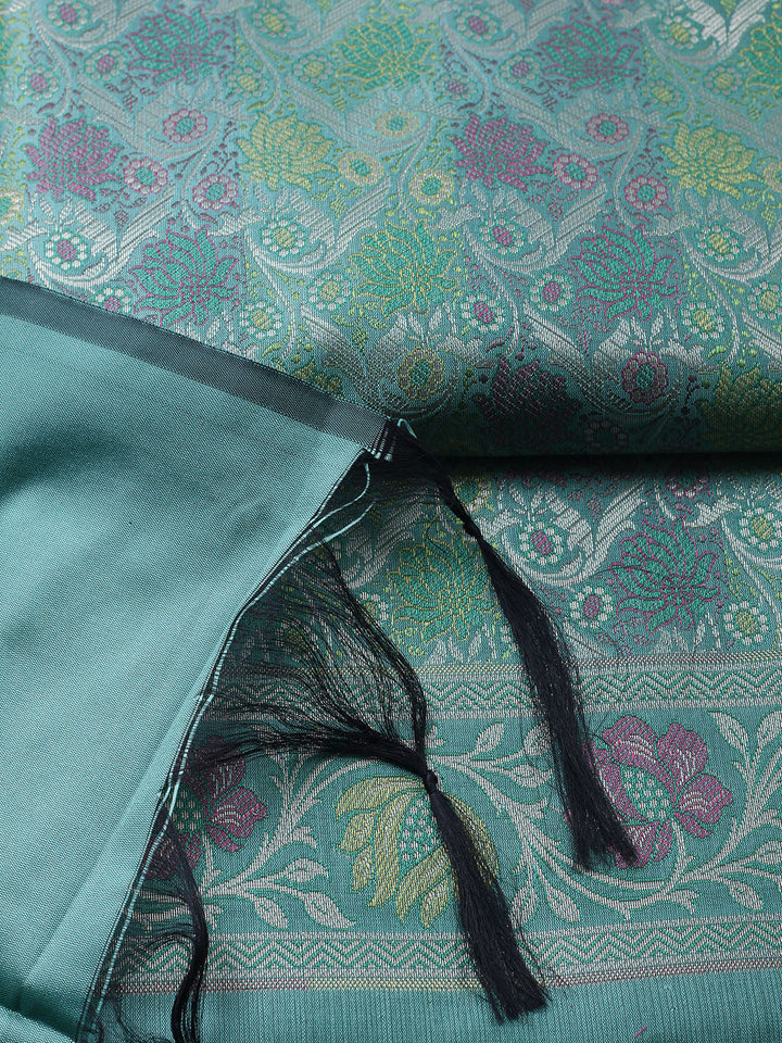 Woven Design Chanderi Unstitched Suit With Pant &amp; Dupatta