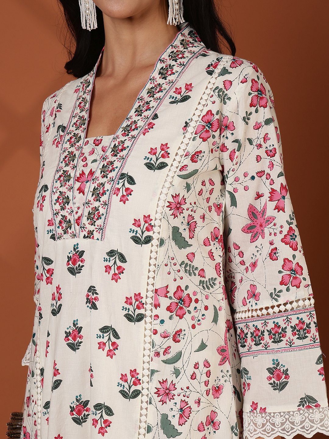 Printed Cotton Blend Kurta With Pant &amp; Dupatta