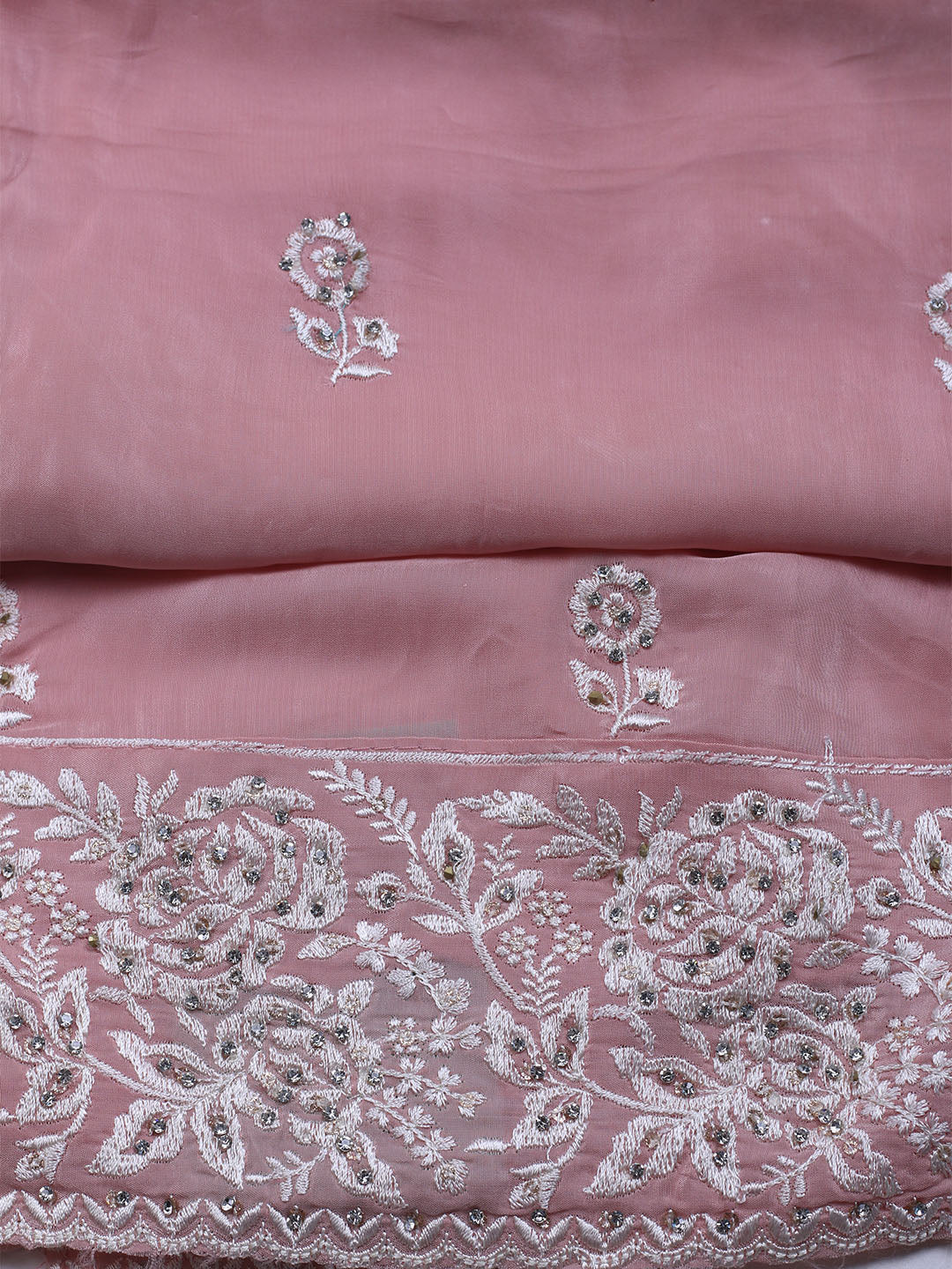 Embroidered Crepe Unstitched Suit With Dupatta