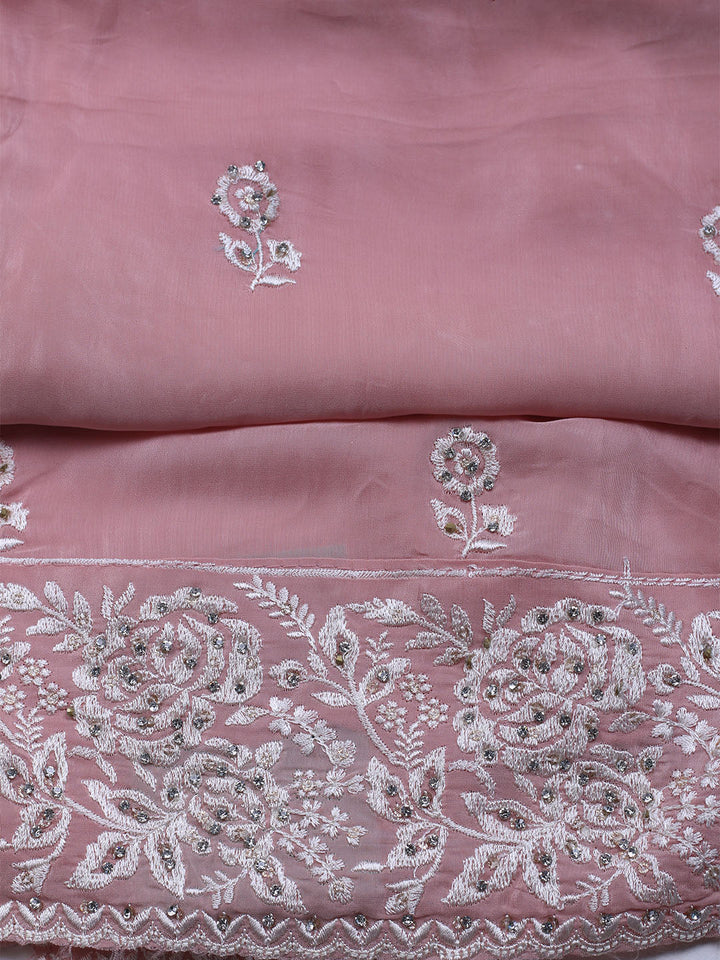 Embroidered Crepe Unstitched Suit With Dupatta