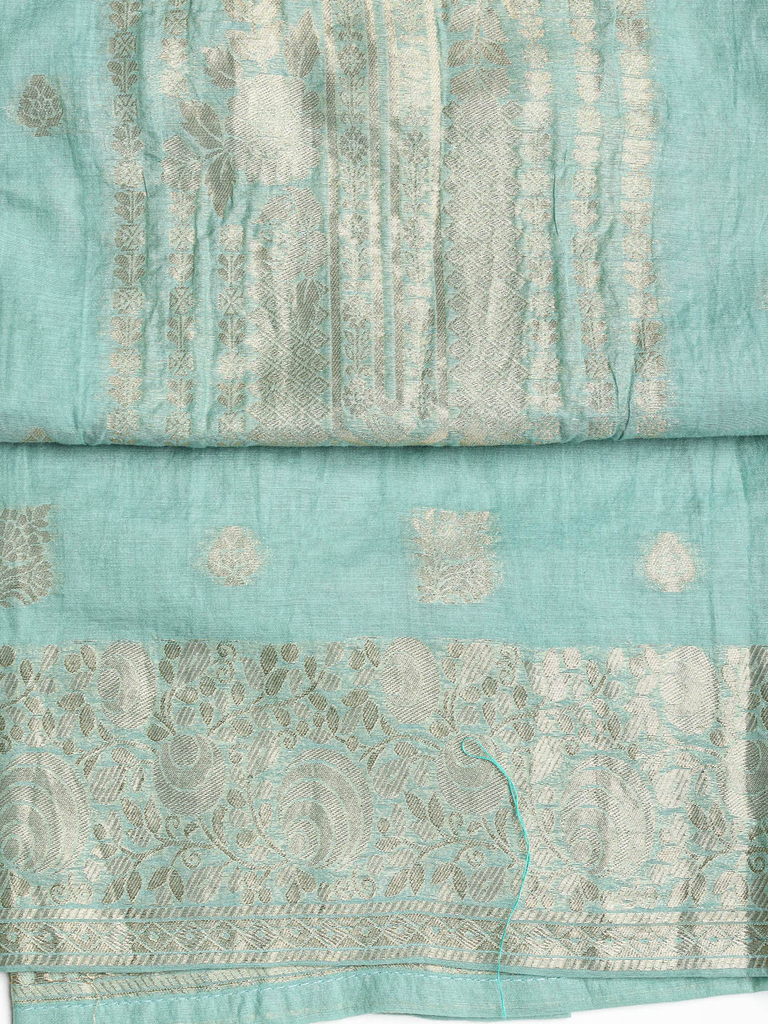 Woven Neck Chanderi Unstitched Suit With Dupatta