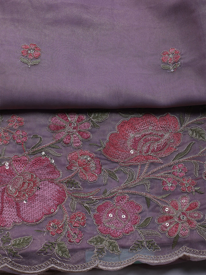 Embroidered Organza Unstitched Suit With Dupatta