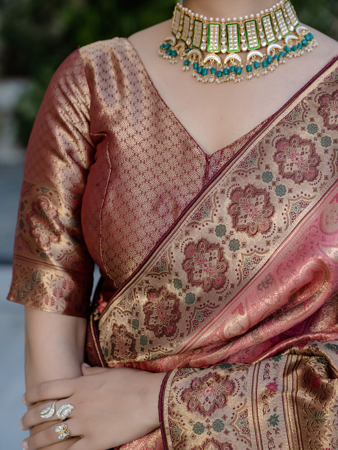 Woven Design Meenakari Kanjivaram Silk Saree