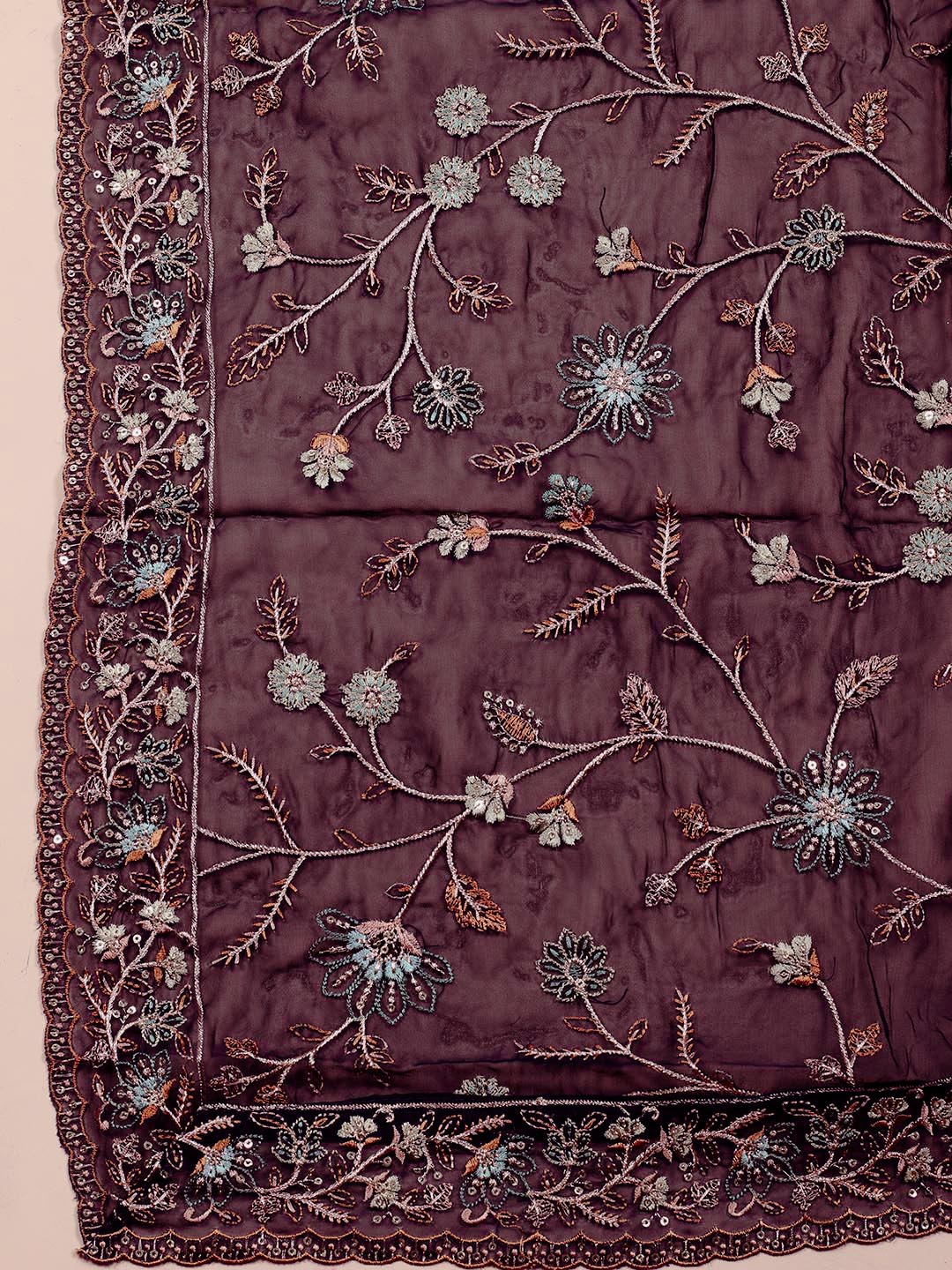Stone Embroidery Georgette Unstitched Suit Piece With Dupatta