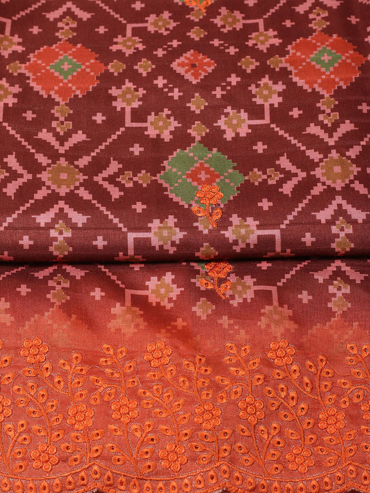 Woven Design Art Silk Unstitched Suit With Pant Dupatta
