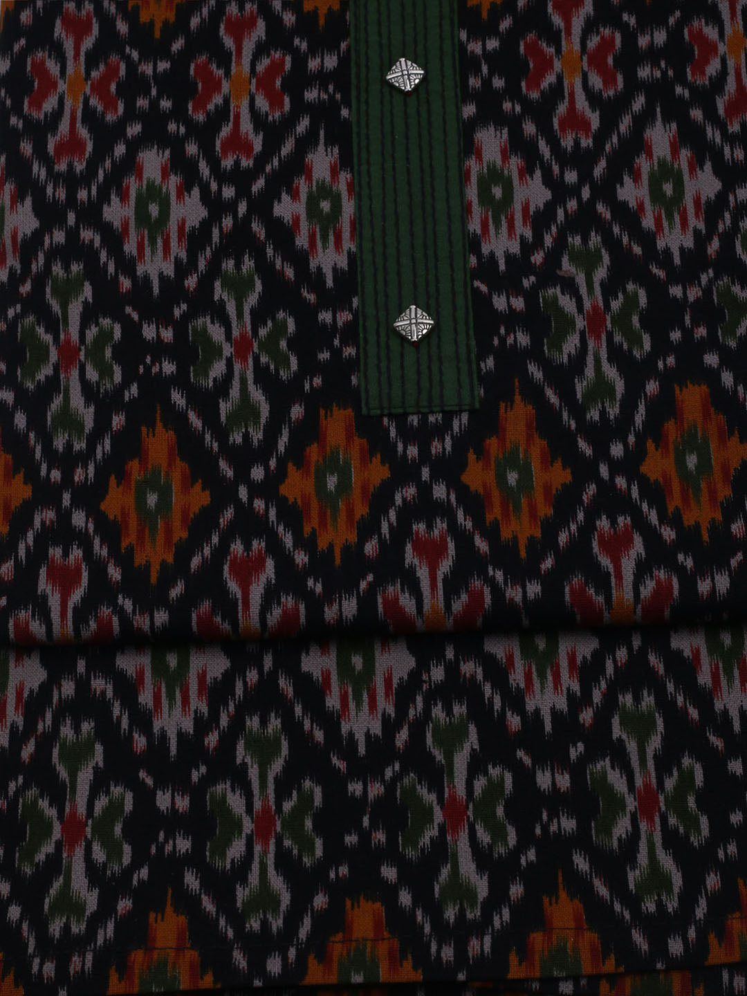 Patch Neck Cotton Blend Unstitched Suit With Dupatta
