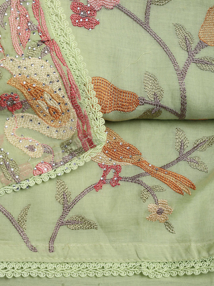 Embroidered Cotton Blend Unstitched Suit With Dupatta