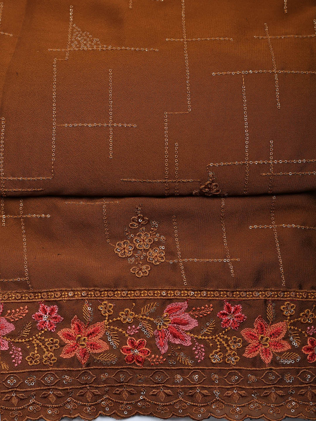 Woven Design Georgette Unstitched Suit With Pant &amp; Dupatta