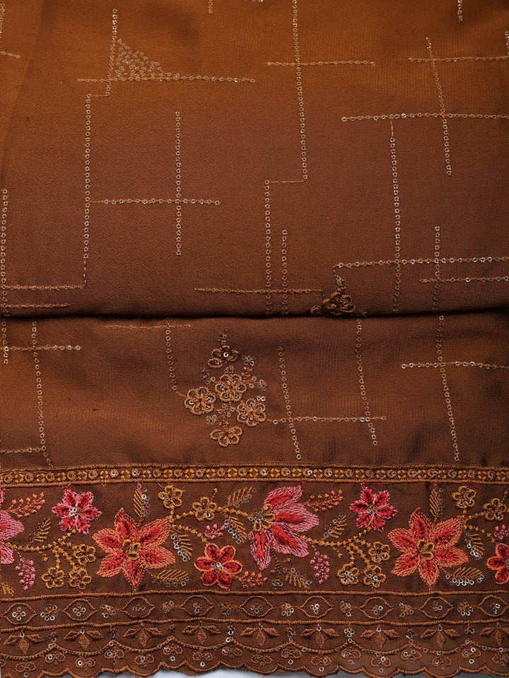 Woven Design Georgette Unstitched Suit With Pant &amp; Dupatta
